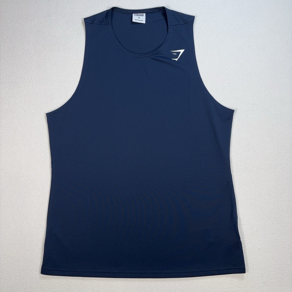Gymshark Arrival Tank Top Men M Navy Slim Stretch Lifting Run Gym Training A2A1O